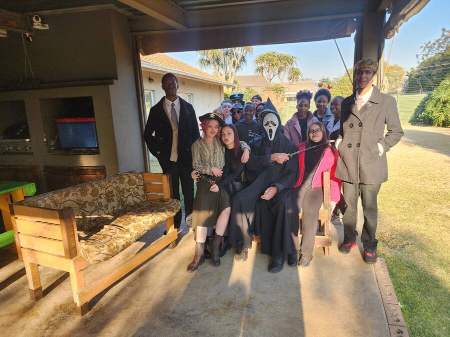 Students in costume on dress-up day at St. Ronald's Homeschool Tutor Centre in Brackenhurst, Alberton